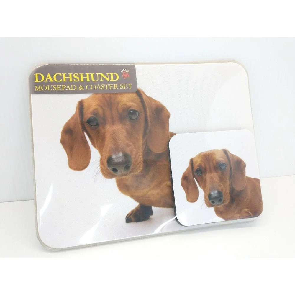 Mouse Pad Coaster Set Tan Brown Dachshund Doxie Wiener Dog Lot